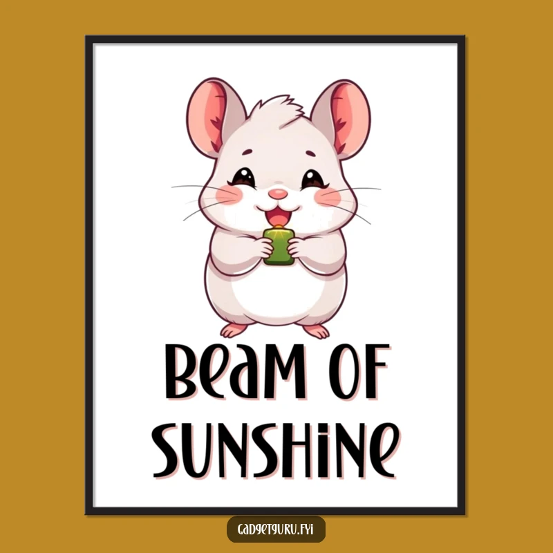 Funny Chinchilla Poster: Beaming Light Art Print, a Cheerful & Hilarious Gift