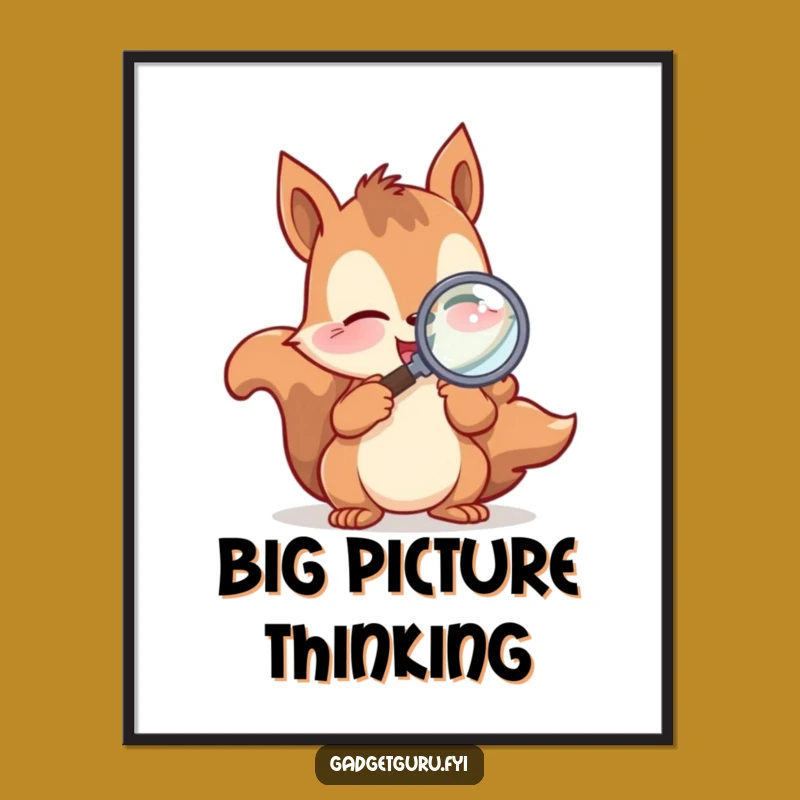 Funny Squirrel Magnifying Glass Poster - Whimsical Nature Art for Curious Spaces