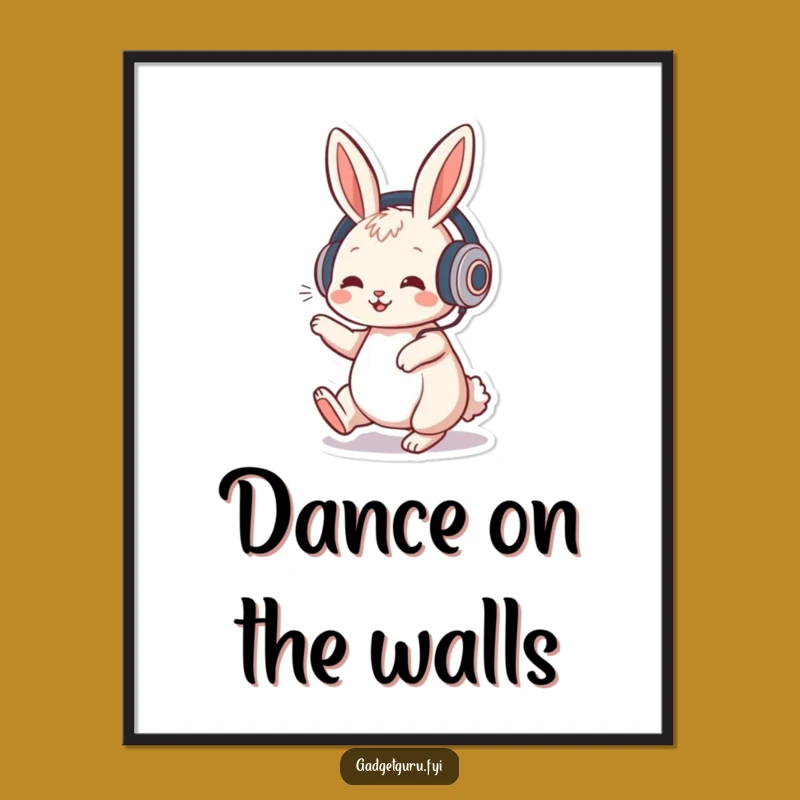 Funny Rabbit DJ Poster: Playful Character Tapping Foot To Music