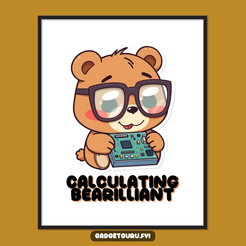 Funny Bear Tech Poster: Hilarious Wall Art for Geeky Spaces