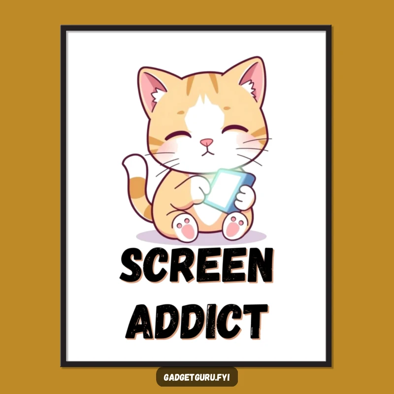 Funny Cat Screen Paw Poster - Curious Kitty Art, Hilarious Wall Decor Gift!