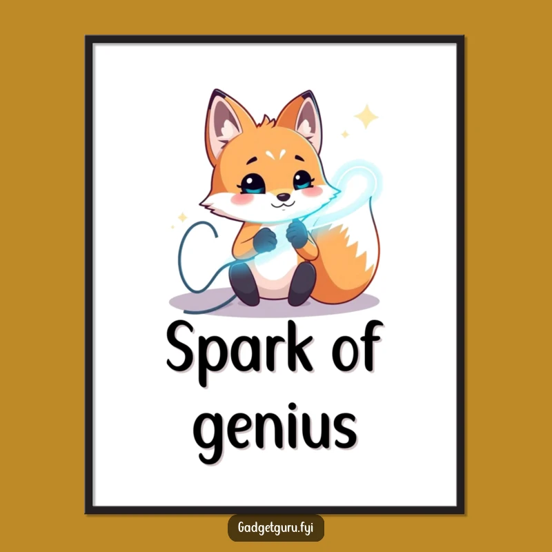 Funny Fox Invention Poster, Glowing Wires Art and Energetic Funny Gift