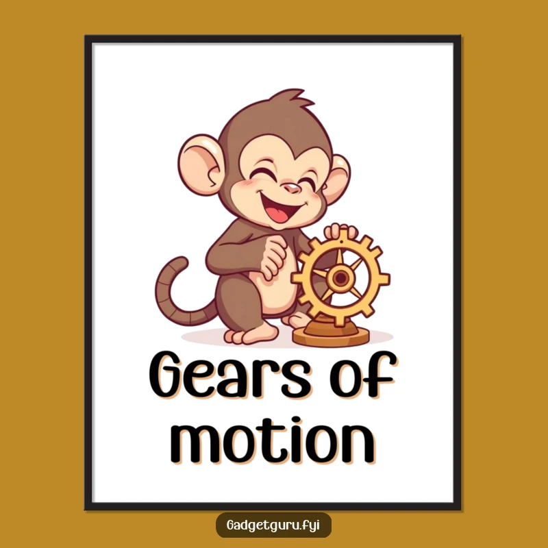 Funny Monkey Gear Poster: Decorate Your Space with Mechanical Art