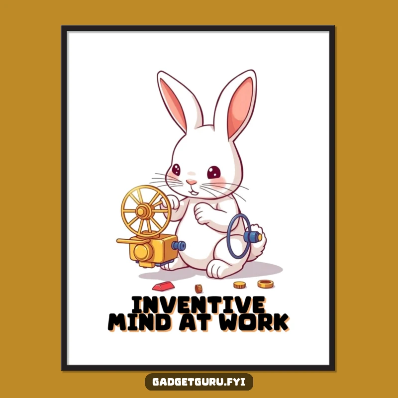 Funny Rabbit Inventor Poster: Whimsical Wall Art, Perfect for a Laughing Space!