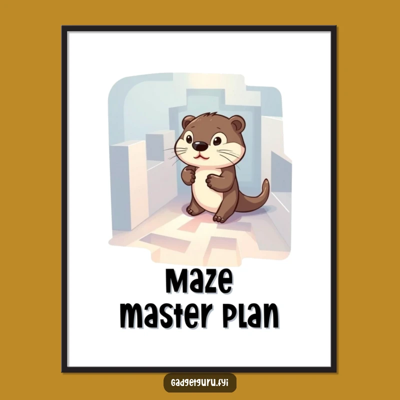 Funny Otter Maze Poster: Determined Character In Illuminated Labyrinth