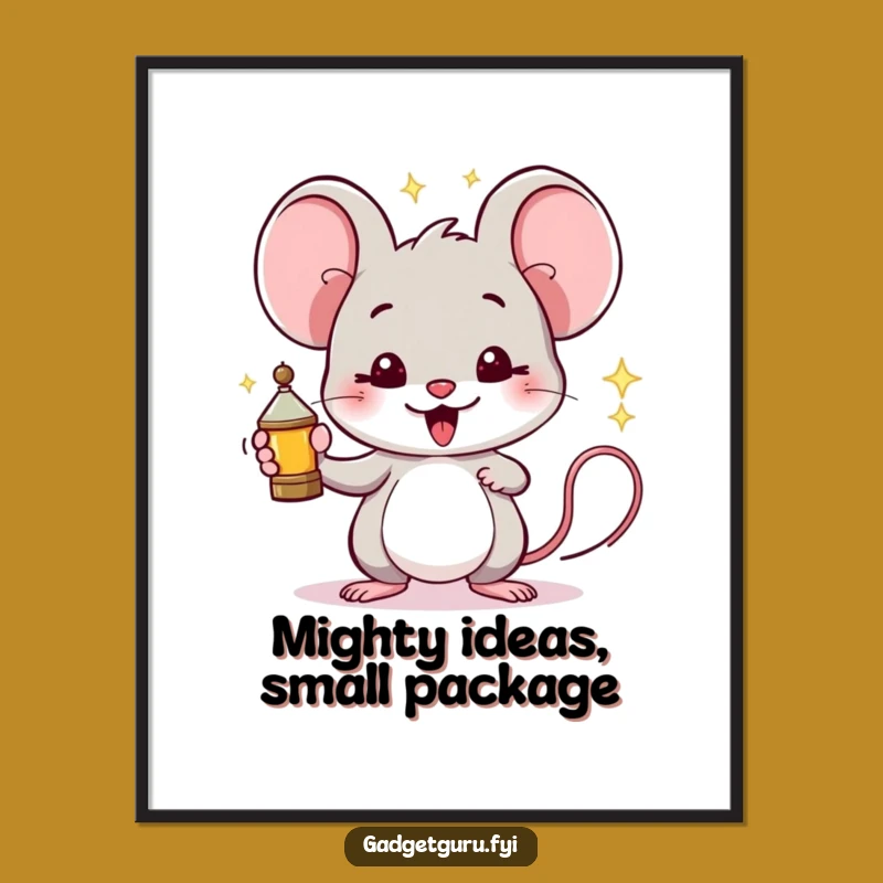 Funny Mouse Poster: Proud Inventor Gadget Art for Inspiring Spaces