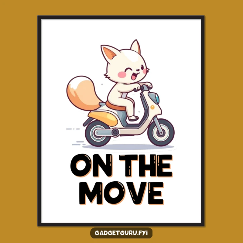 Funny Energetic Animal Scooter Zoom Poster: Decorate with Fast Fun!