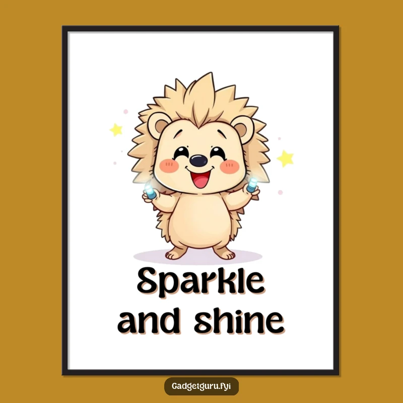 Funny Hedgehog Juggling Poster: Happy Character's Flashing LED Show