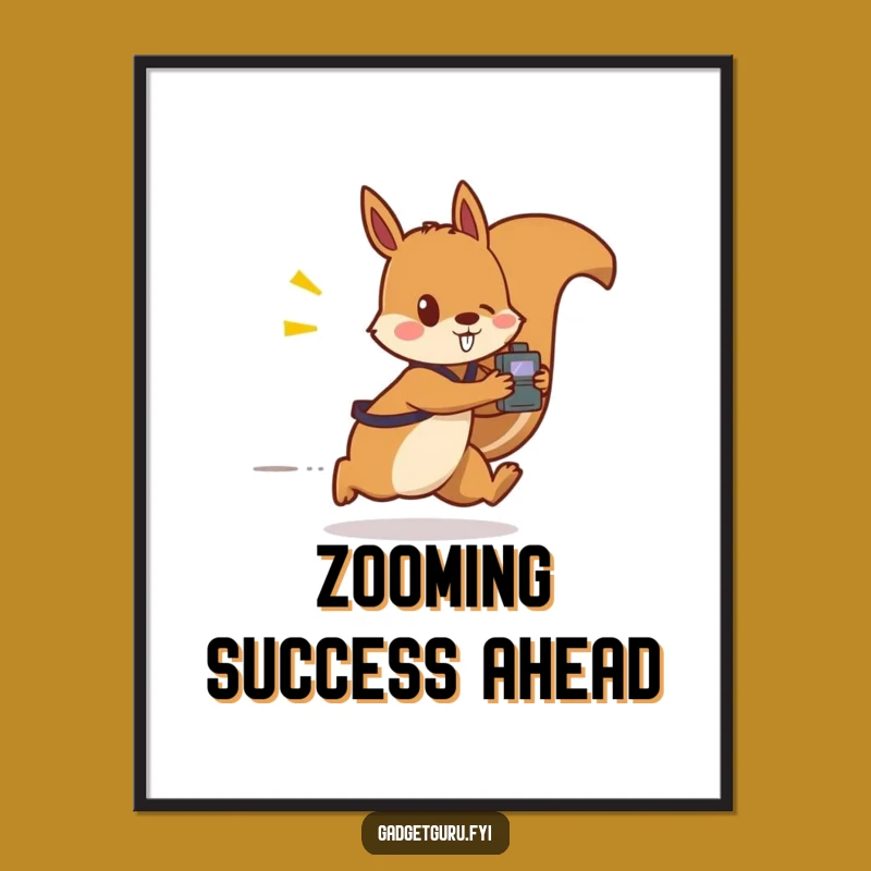 Funny Squirrel Gadget Poster: Speedy Wall Art for Tech Lovers