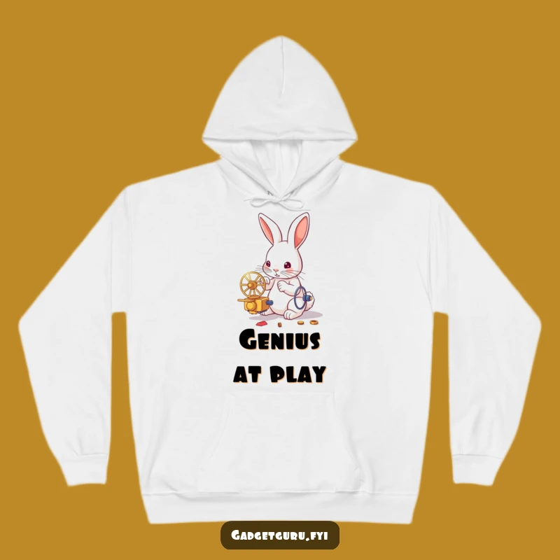 Cozy Funny Rabbit Inventor Hoodie: Warm Up with Ingenious Humor, Great Gift!
