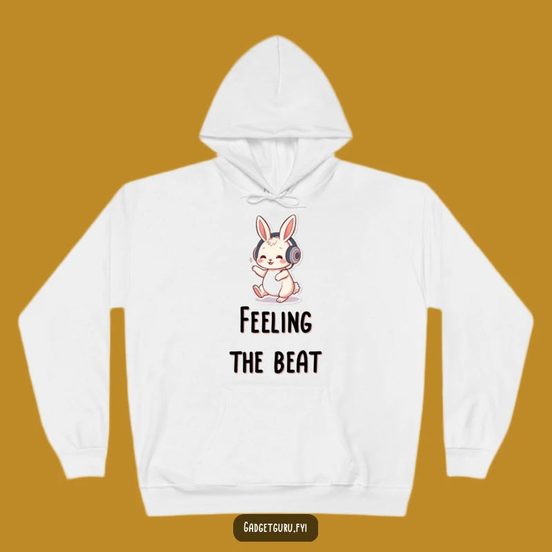 Funny Rabbit Music Hoodie: Playful Character Rocking Headphones And Beats