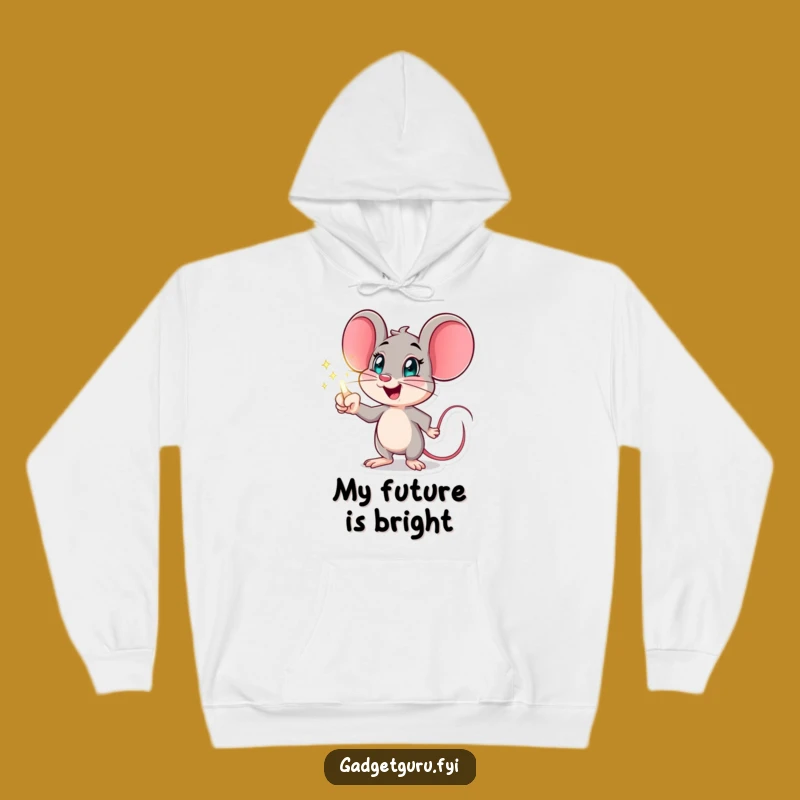 Funny Mouse Hologram Hoodie, Excited Comfort, Cozy Futuristic Gift