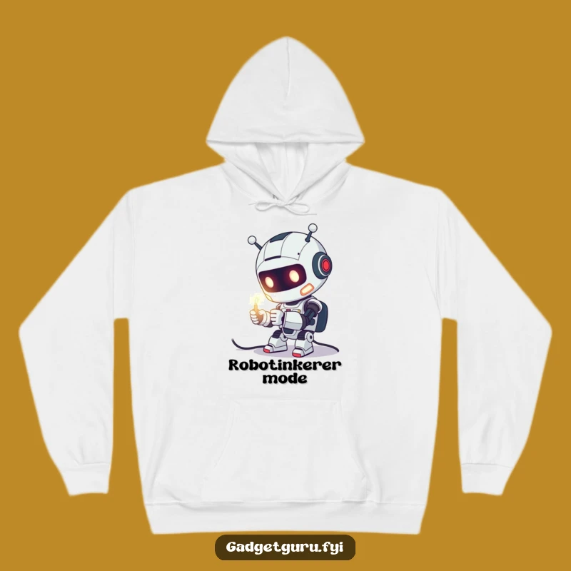 Funny Robot Tinkering Hoodie - Cozy Comfort for Tech Aficionados
