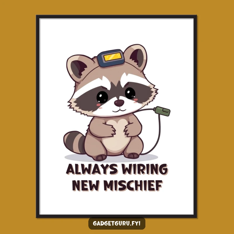 Funny Free Printable Wall Art: Raccoon's Intense Investigation Decor