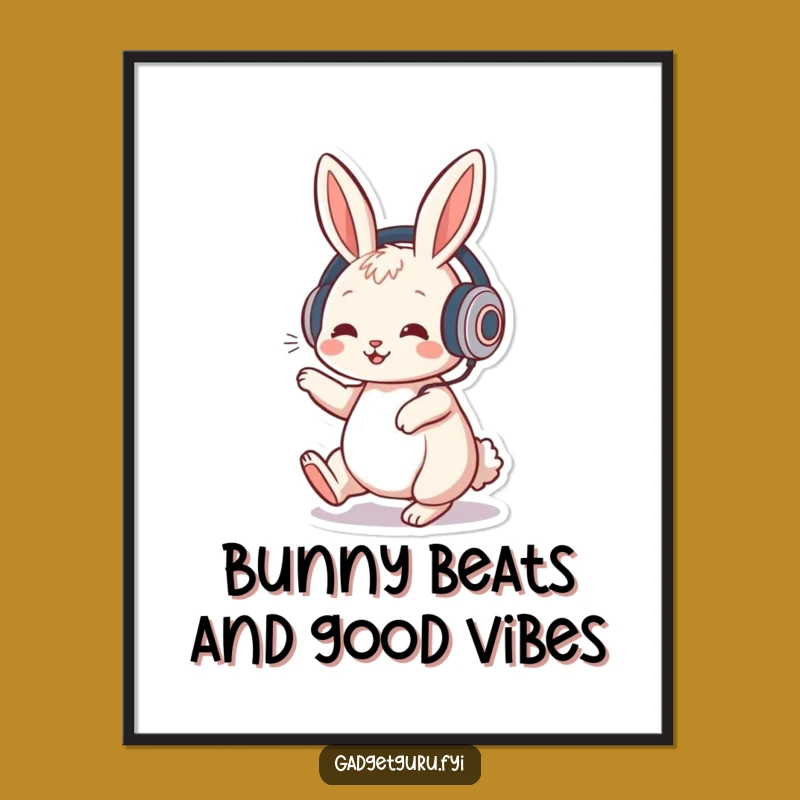 Free Printable Rabbit DJ Wall Art - Funny Downloadable DIY Decor for a Playful Space