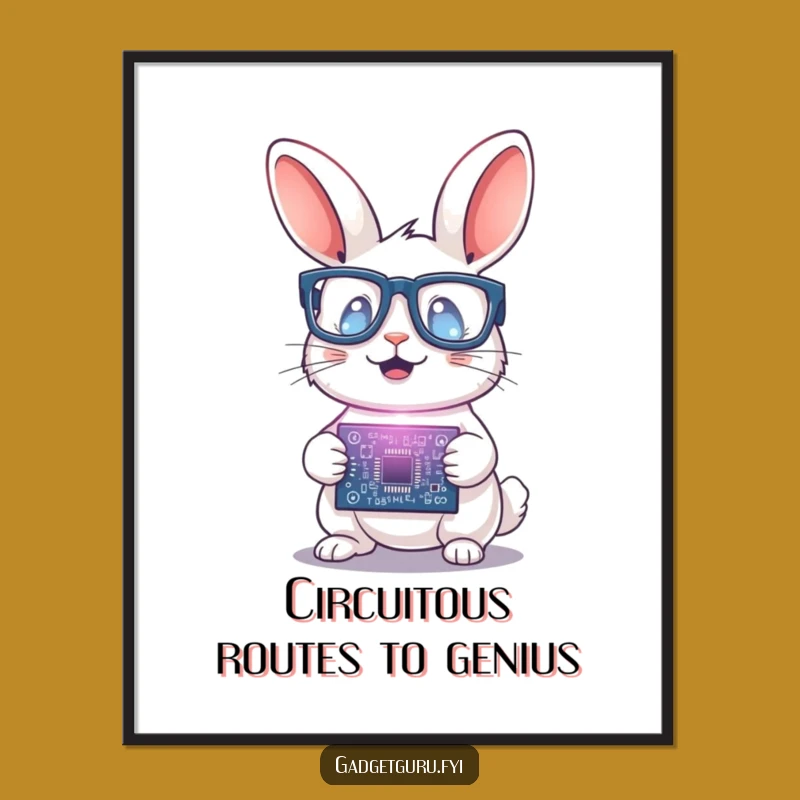 Funny Free Printable Wall Art: Rabbit Engineer - Downloadable Tech Decor
