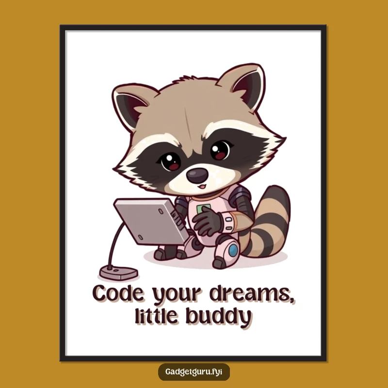 Free Printable Wall Art: Funny Raccoon Robot Downloadable Decor for Creators