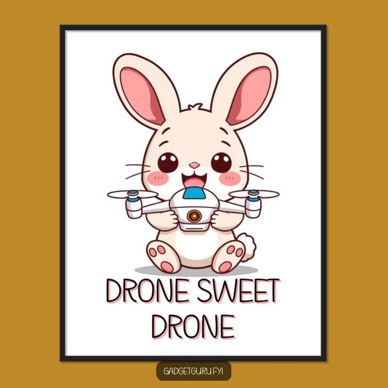 Funny Free Printable Wall Art: Energetic Rabbit Pilot & Tiny Drone Decor