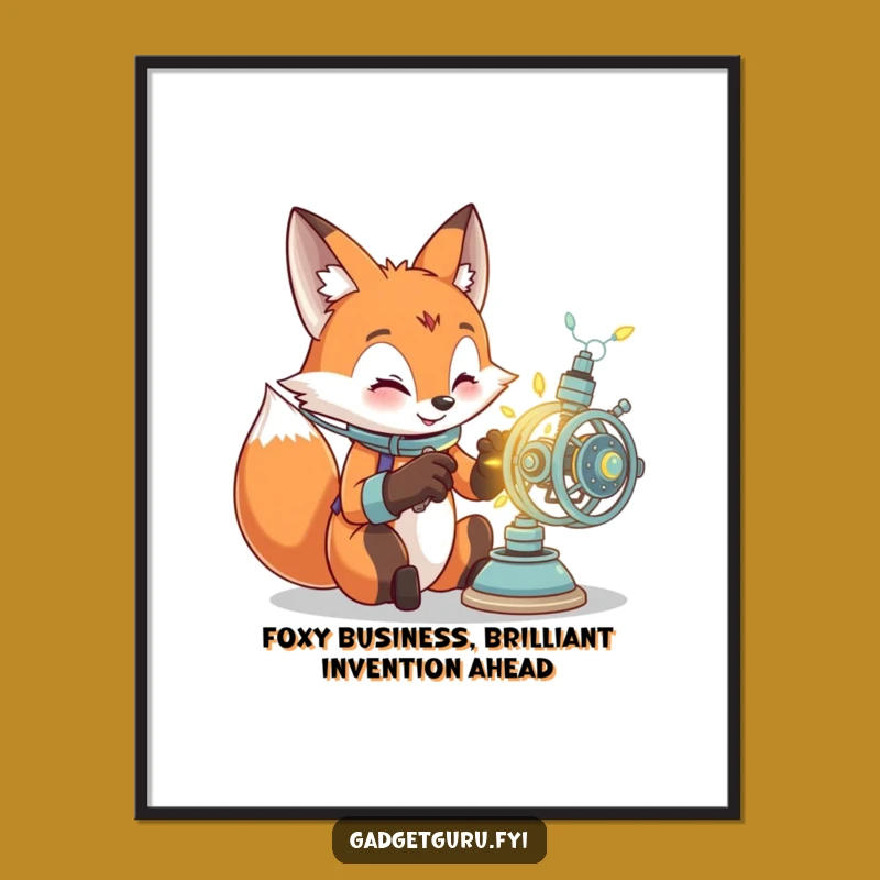 Free Printable Fox Art: Humorous Inventor Decor, Downloadable DIY Gift