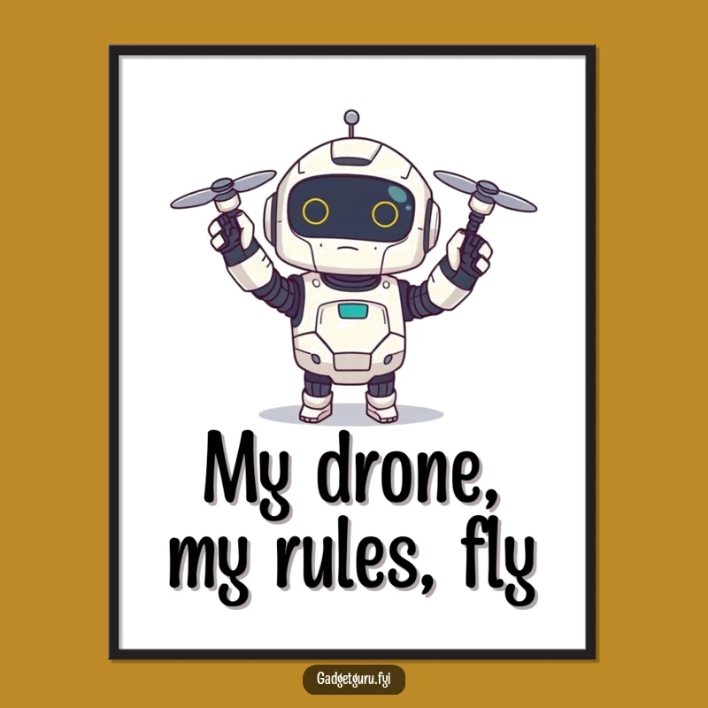Funny Free Printable Wall Art: Robot Drone Tech - Quirky Downloadable Decor