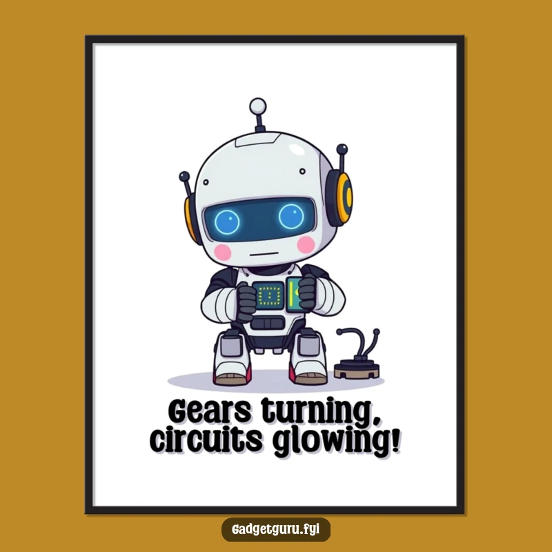 Funny Free Printable Wall Art: Robot's Glowing Circuit - Downloadable Tech Decor