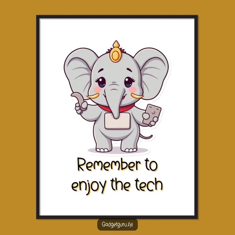 Free Printable Wall Art: Funny Elephant Gadget Downloadable Decor for Smart Spaces
