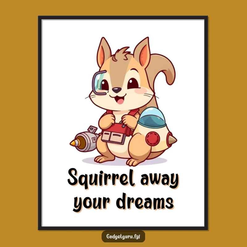 Funny Free Printable Wall Art: Squirrel Spaceship Downloadable Art