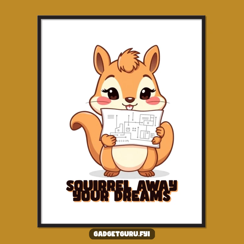 Free Printable Squirrel Wall Art: Determined Planner Downloadable Decor