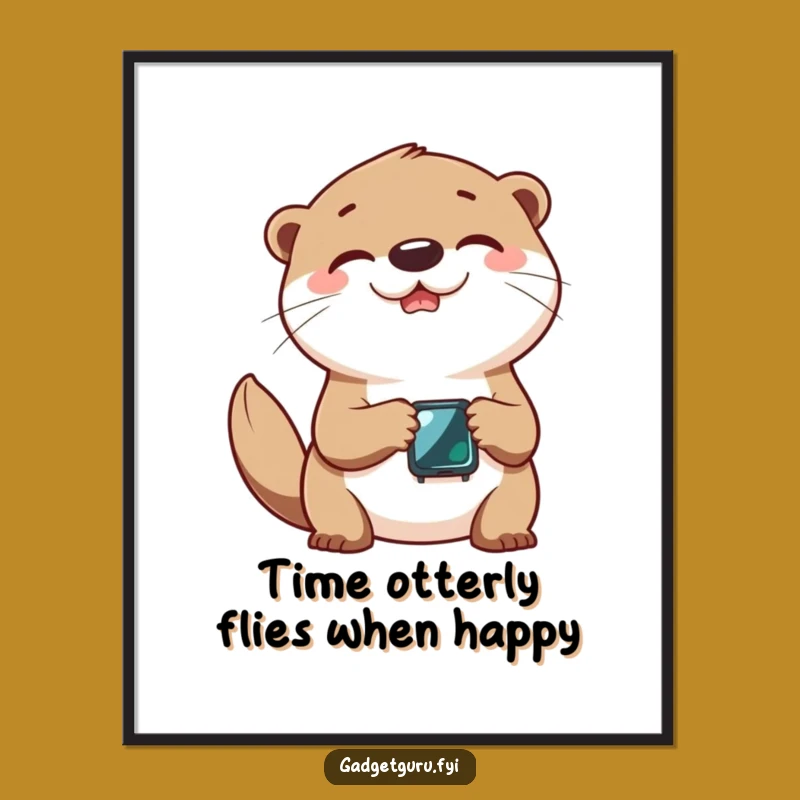 Funny Free Printable Wall Art: Cheerful Otter & Smartwatch Fun Decor