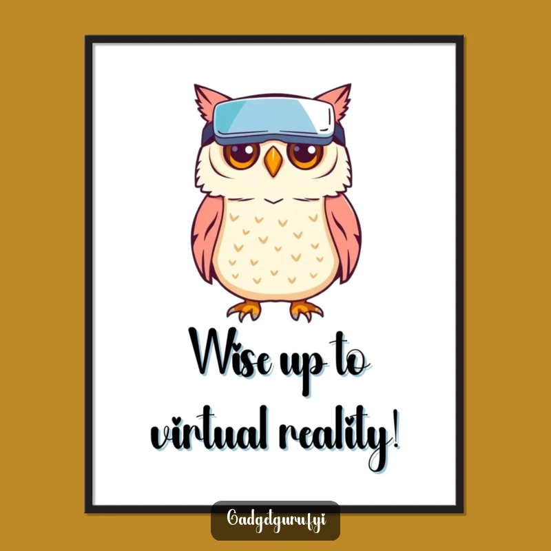 Funny Free Printable Owl Wall Art: VR Goggles Downloadable Decor