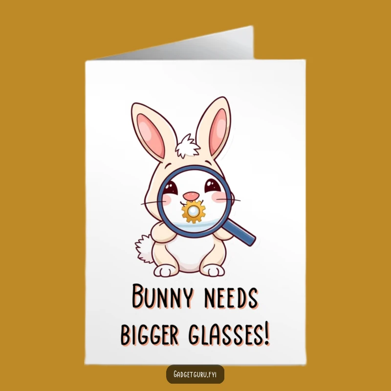 Free Printable Funny Birthday Card: Cheerful Bunny Magnifying Gift - Downloadable Fun!
