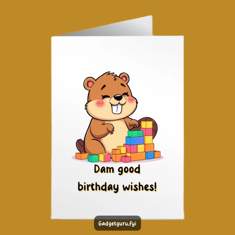 Free Printable Giggling Beaver Birthday Card - Funny Downloadable DIY Gift for Him or Her