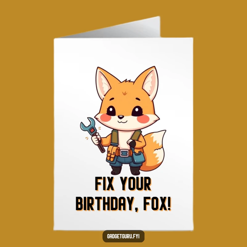 Free Printable Funny Birthday Card: Fox Mechanic - Fixing Fun For You!