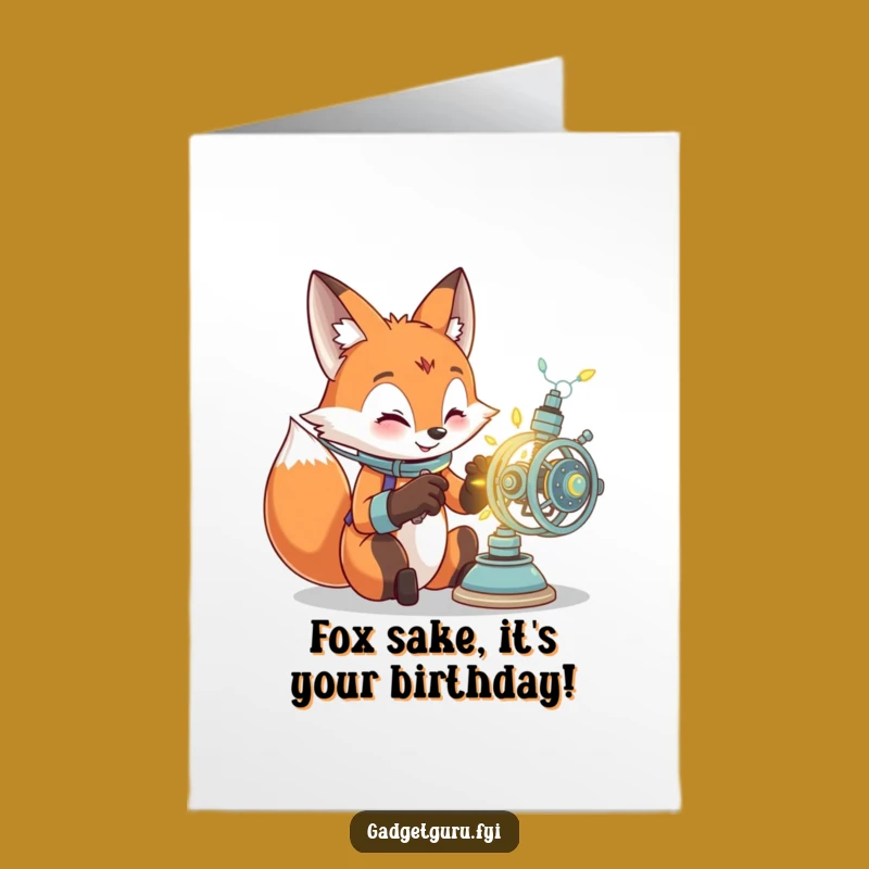 Free Printable Fox Card: Funny Birthday Machine Inventor, Downloadable DIY Gift