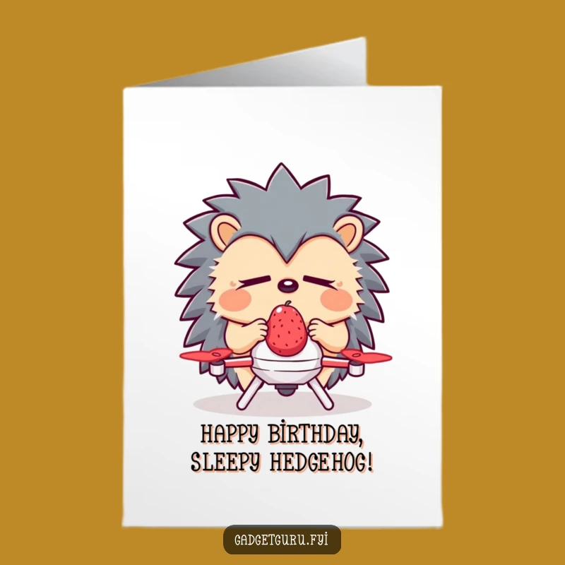 Free Printable Funny Hedgehog Drone Birthday Card - Downloadable Humorous Gift