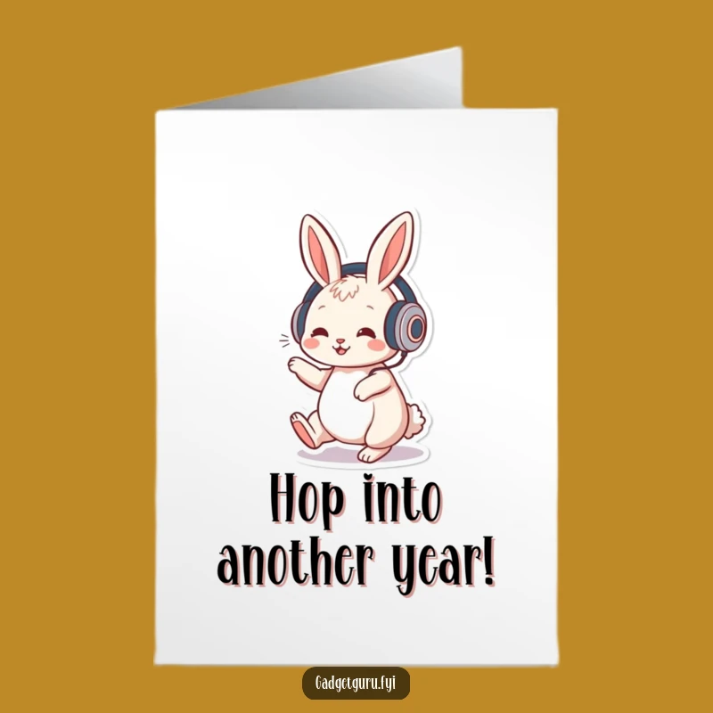 Free Printable Rabbit DJ Birthday Card - Funny Downloadable DIY Gift for Music Lovers