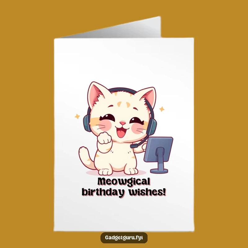 Free Printable Birthday Card: Kitten Tech Support - Funny Downloadable Gift