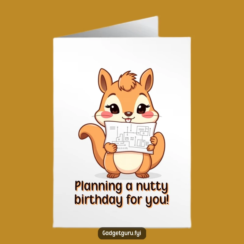 Free Printable Squirrel Birthday Card: Building Fun Downloadable Gift