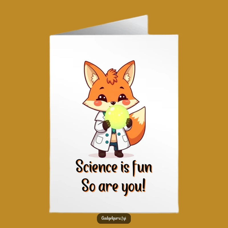 Free Printable Fox Scientist Birthday Card - Funny Downloadable Gift for Science Lovers