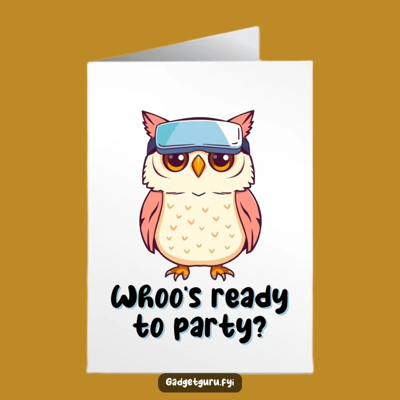 Free Printable Owl VR Birthday Card: Creative Goggles Downloadable Gift
