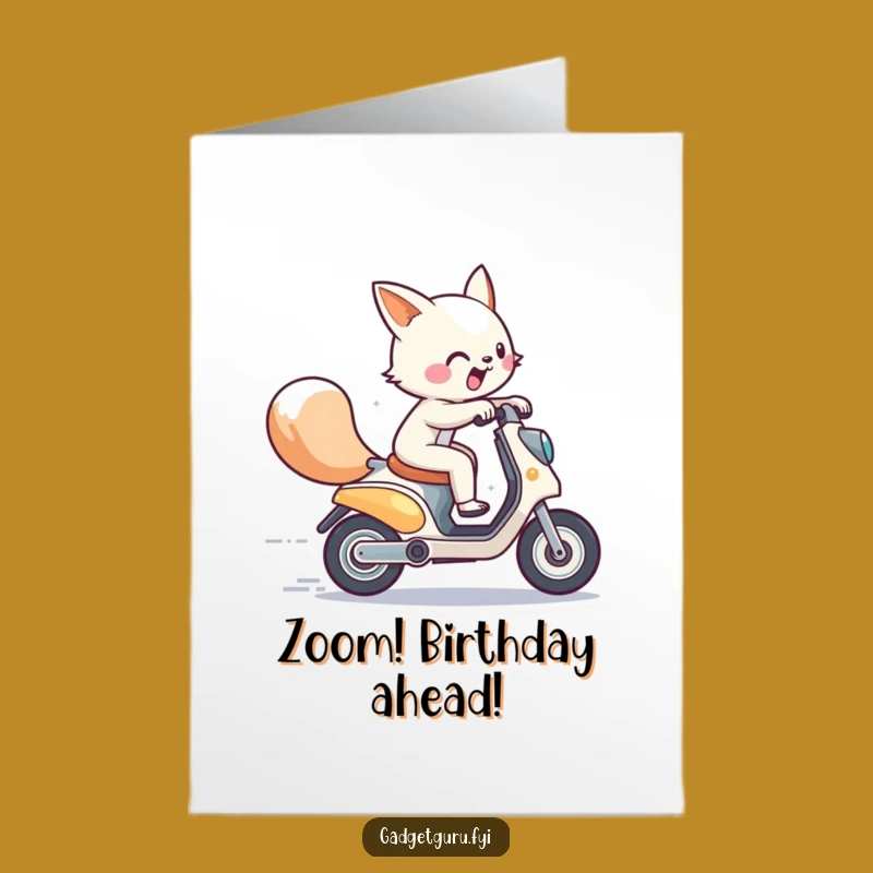 Funny Free Printable Birthday Card: Animal Scooter Zoom - Downloadable Gift!