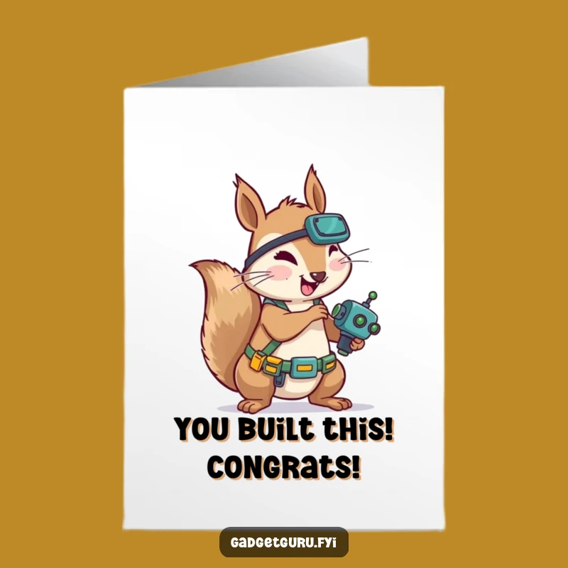 Free Printable Congrats Card: Squirrel Mechanic - Project Success Downloadable!