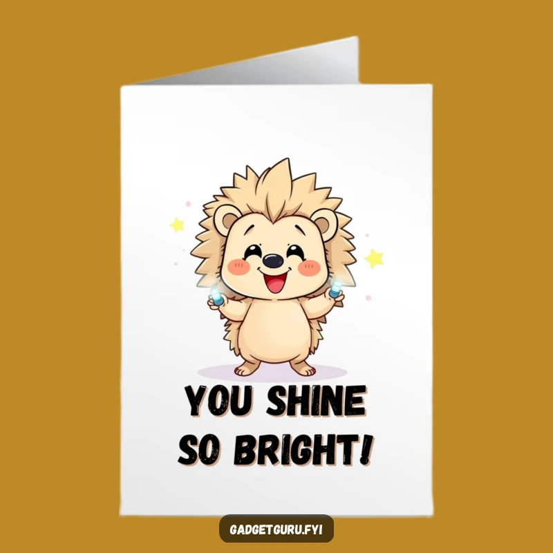 Free Printable Juggling Hedgehog Congrats Card - Funny Downloadable DIY Gift for Shining Stars