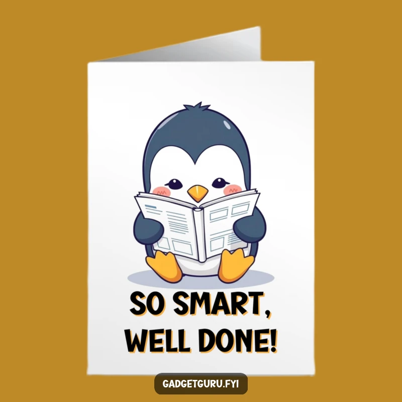Free Printable Penguin Congratulations Card: Humorous Downloadable Gift for Smart Achievements