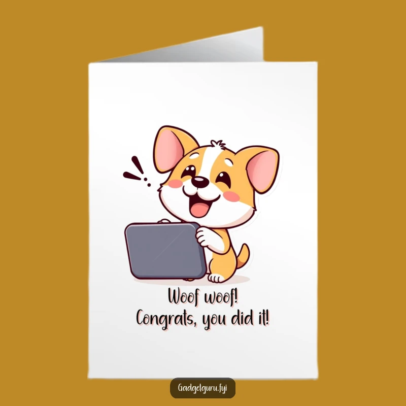 Free Printable Funny Dog Gadget Congrats Card - Downloadable Humorous Gift