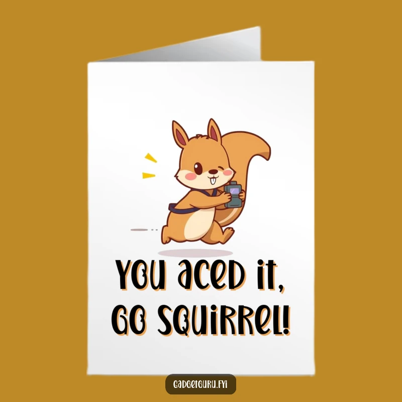 Free Printable Squirrel Card: Gadget Success Congrats, Downloadable Gift