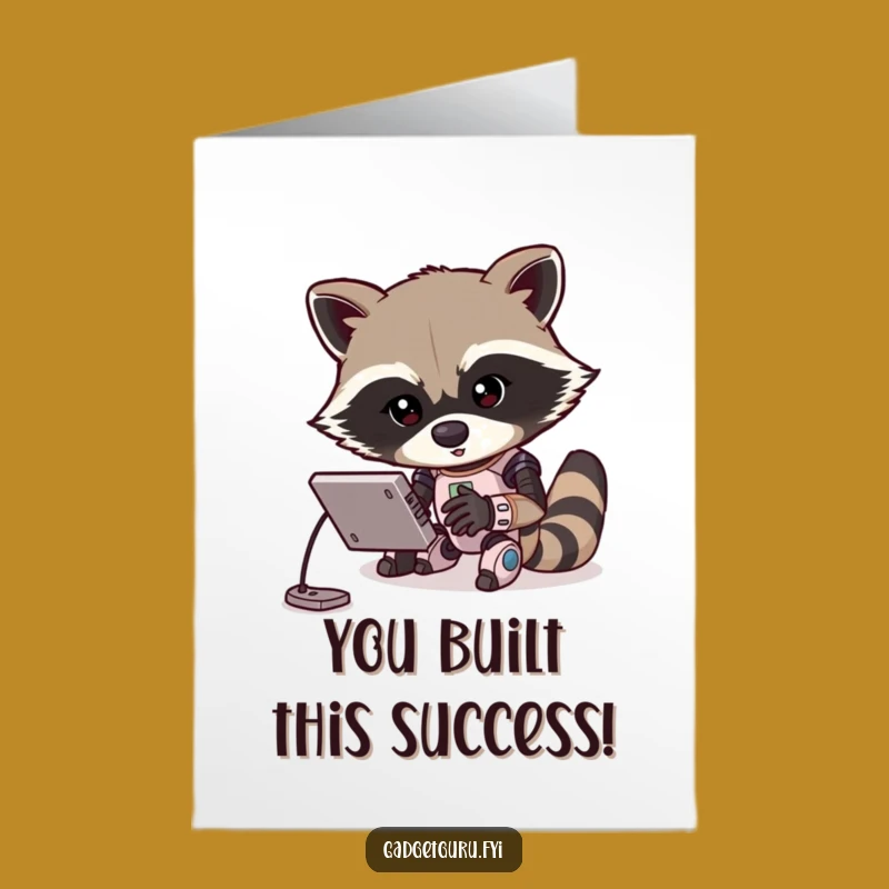 Free Printable Congrats Card: Hilarious Raccoon Robot Downloadable for Success