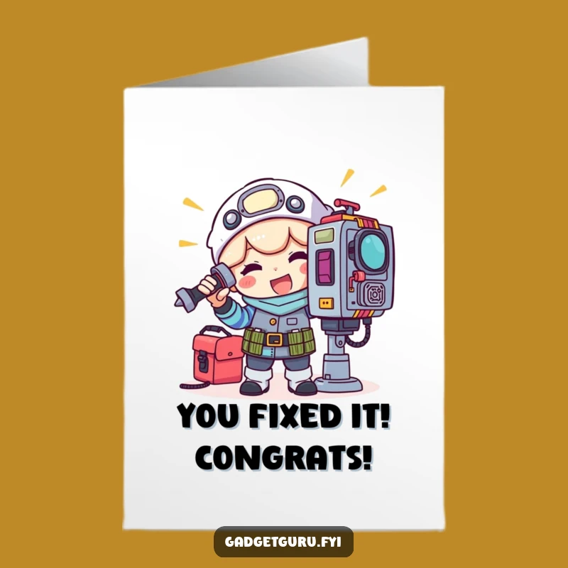 Congrats Free Printable Card: Gadget Whiz Character - Awesome DIY Downloadable!