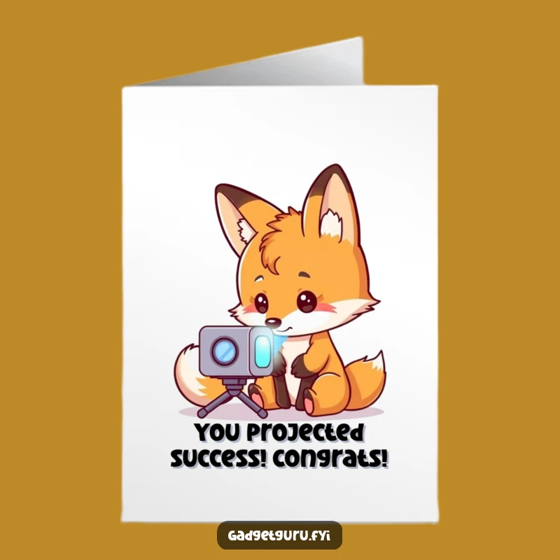 Free Printable Fox Congrats Card: Hologram Projector Success Downloadable Gift
