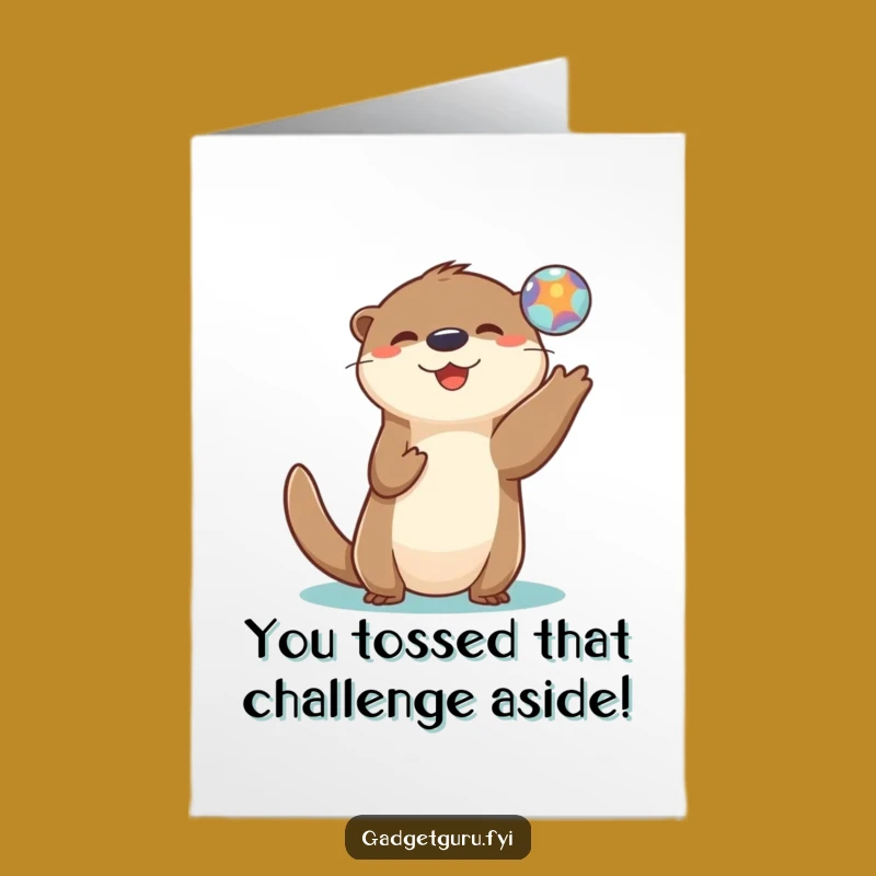 Free Printable Congrats Card: Playful Otter's Digital Orb Toss, Great Downloadable Gift
